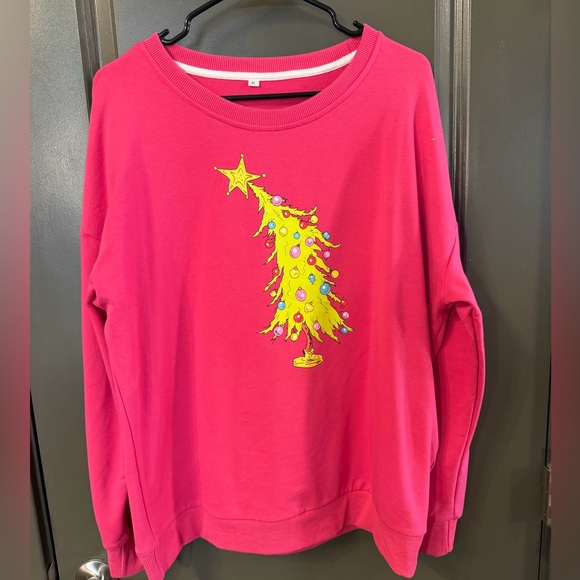 Sweaters - Dr. Seuss Christmas Tree Sweatshirt Women’s XL Pink Holiday Crewneck